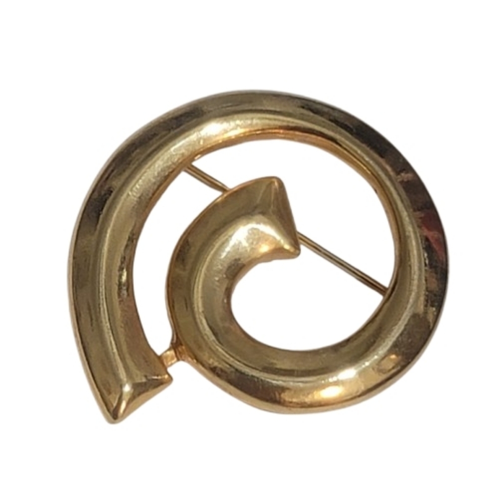 Gold Swirl Brooch Vintage